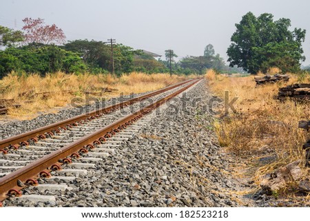 Railway in sunny hot days.