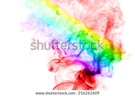 Colorful rainbow smoke on a white background