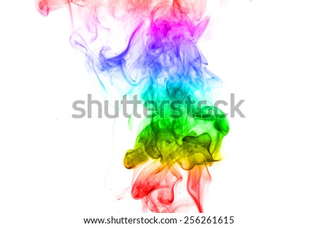 Colorful rainbow smoke on a white background