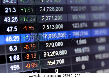 Stock market chart,Stock market data on LED display concept