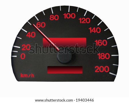 speedometer with clipping path, red numbers