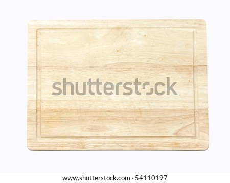 Wooden kitchen board isolated on white, view on top of the board
