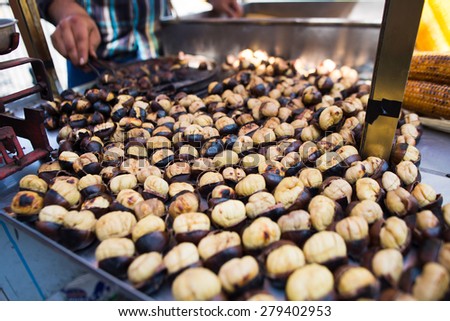 Street food court with chestnuts in  Istanbul