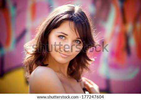 Portrait of brunet woman with big eyes
