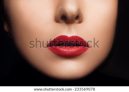 Fashion Red Sexy Lips and Closeup. Open Mouth. Make up concept. Kiss