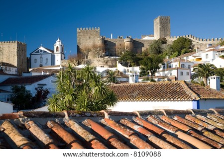 Village of Obidos, protected inside the walls of the Castle. Many houses still carry traces from the medieval age.