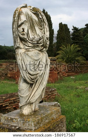 statue torso in Ostia Antica near Rome