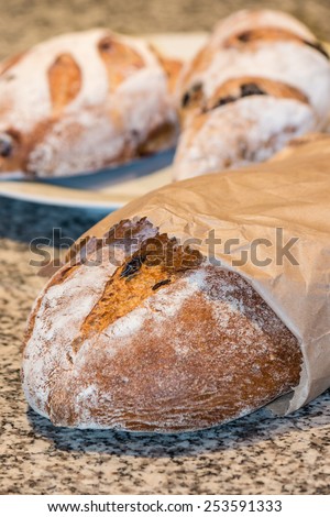 artisan bread in paper bag