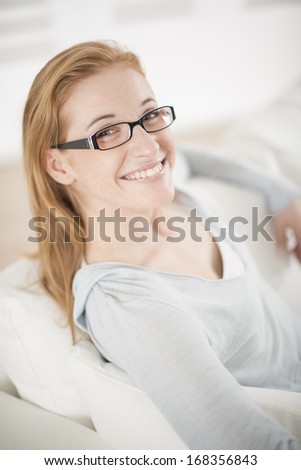 beautiful smiling redhead  woman