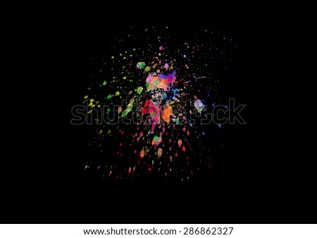 A colorful paint splash on a black background