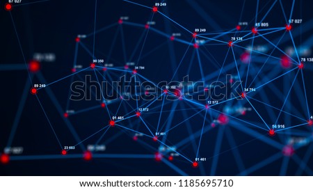 Big data visualization. Technology block chain concept. Futuristic infographic. 3D Rendering. Network connection.