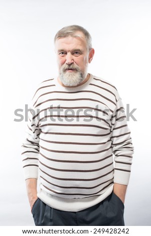 Closeup portrait, dumb clueless senior mature man, arms out asking why what's the problem who cares so what, I don't know. Isolated white background. Negative human emotion facial expression feelings