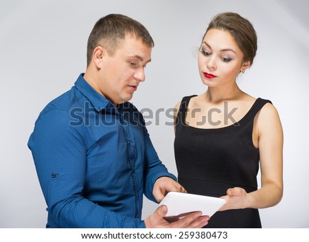 Business people reading a document together