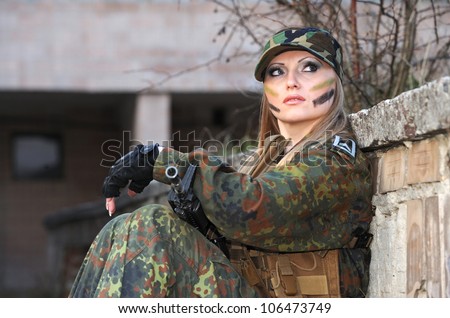 Girl in a military form