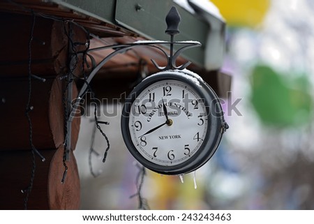 The town clock shows the time of day