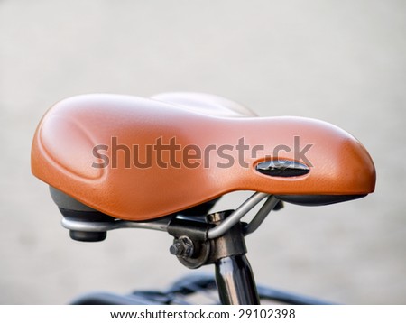 Closeup image of a modern comfortable bicycle seat with copyspace