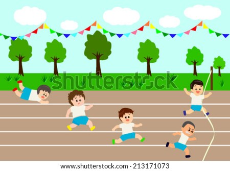Running competition in sports festival, vector illustration