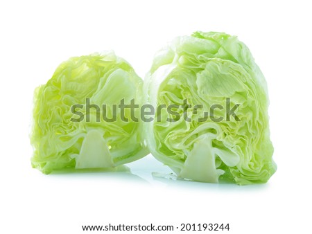 Green Iceberg lettuce on White Background