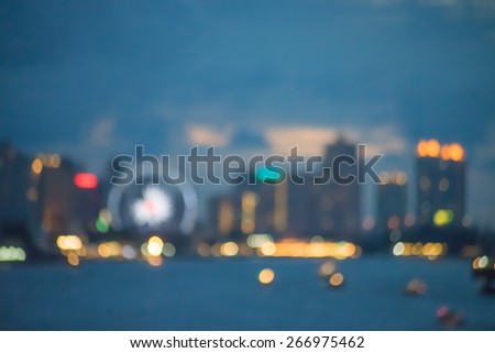Bangkok skyline at night- Blurred bokeh background