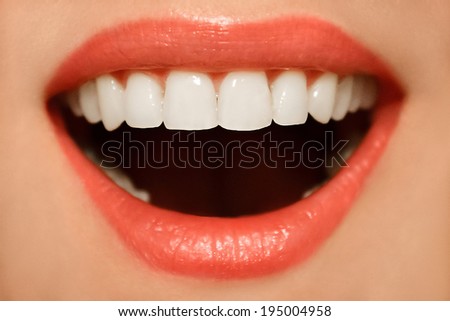 Beautiful smile close up with perfect teeth