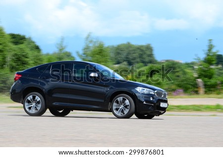 MINSK - JULY 2015: BMW X6 M50d at the test drive event for automotive journalists from Minsk