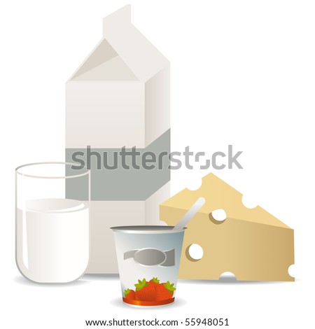 yogurt clip art. cheese, yogurt and a milk