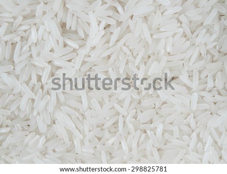 Close up white long raw rice background