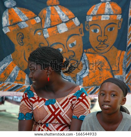 BANJUL, GAMBIA - SEPTEMBER 11: Portrait of unidentified Mandinka child with sister, September 11, 2005 in Banjul, Gambia. The major ethnic group in Gambia is Mandinka - 42% of the total population.