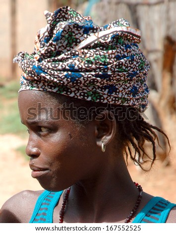 BANJUL, GAMBIA - SEPTEMBER 17: Portrait of unidentified Mandinka woman, September 17, 2005 in Banjul, Gambia. The major ethnic group in Gambia is the Mandinka - 42% of the total population.