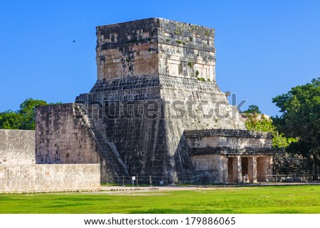 Back side of the Great Ball Court in the Great Plaza of Chichen Itza complex, Mexico