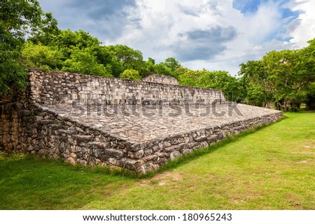 Ball court in the Mayan archeological site of Ek Balam (black jaguar) in Yucatan, Mexico