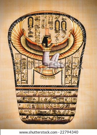 Egyptian papyrus showing Isis, called as \