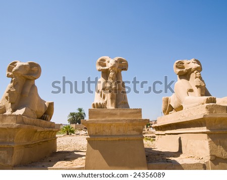 Ram-headed sphinxes at Karnak temple