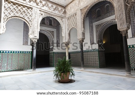 Courtyard of the Dolls in the Royal Alcazar of Seville, Spain. UNESCO World Heritage Site