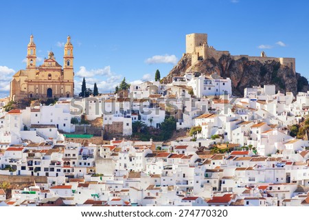Olvera town, considered the gate of white towns route in the province of Cadiz, Spain