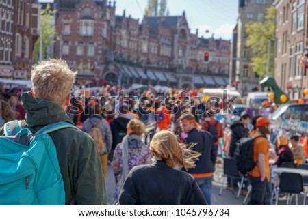 Kings day crowds in Amsterdam
