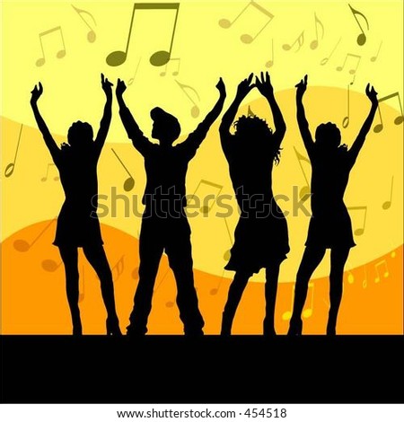 Young people dancing - vector image