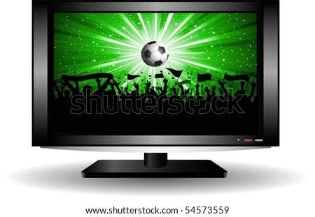  Television Screens on Football Crowd On Lcd Television Screen Stock Vector 54573559