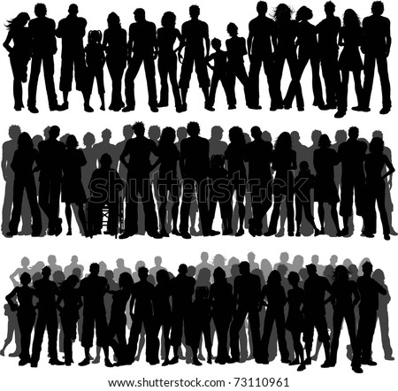 Collection of huge crowds of people - each silhouette is separate and can be used individually