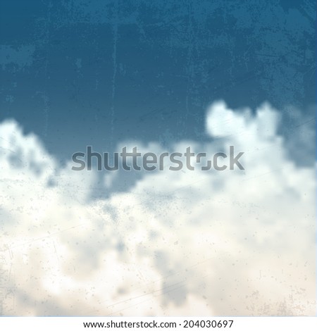 Grunge blue sky background with clouds