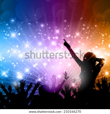 Silhouette of a party crowd on an abstract background