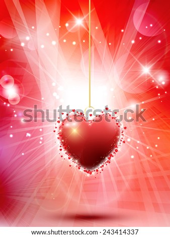 Decorative Valentine's day background with hanging heart