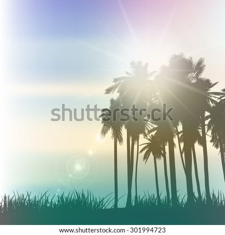 Palm trees landscape with a vintage effect