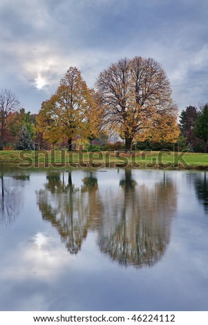 A Quiet Pond And Trees In Late Afternoon Light During Autumn, Southwestern Ohio