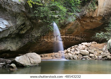 stock photo The Second Of Two Waterfalls At Old Man's Cave Hocking Hills 