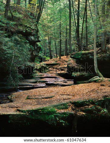 stock photo Autumn At Old Man's Cave Hocking Hills Region Ohio