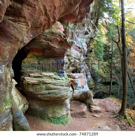 The Rock House, A Cave Structure Inside Of A Cliff Face In The Hocking Hills Region Of Central Ohio, USA