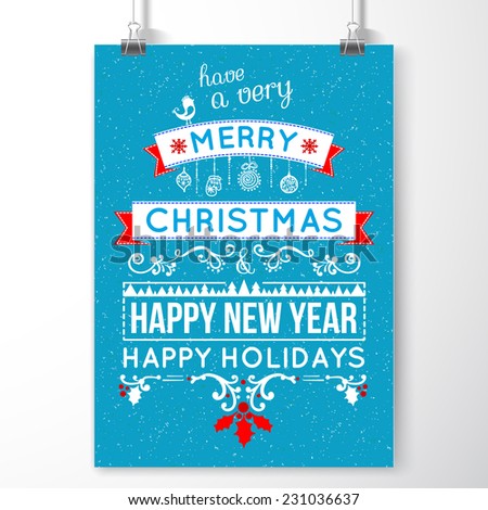 Invitation Merry Christmas Typography Vector illustration Invitation Merry Christmas Typography Vector illustration
