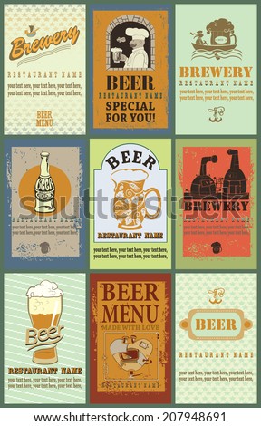 Beer labels. Set contains the images of design elements for beer labels.