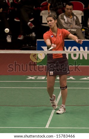 Top badminton player Judith Meulendijks of the Netherlands at the European Team Badminton Championships, 2008, Almere